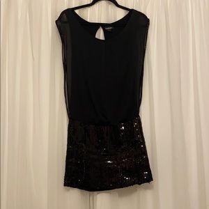 Black sequin skirt dress
